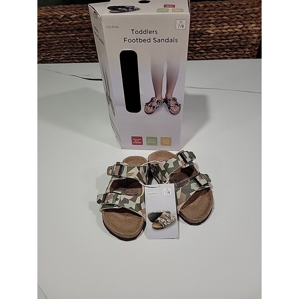 NWT - Lily & Dan Children's Lightweight Footbed Slide Sandals Toddler 7/8